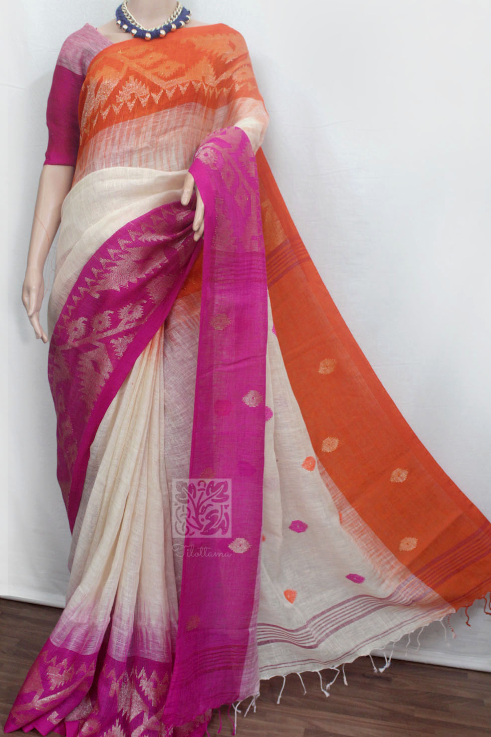 Bengal Linen Handloom Sarees Online, Pure Linen Saree