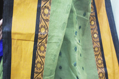 pista color cotton saree