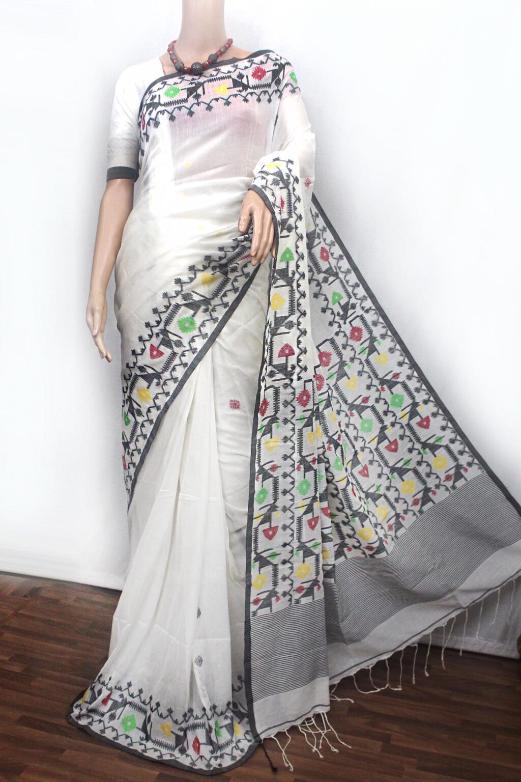 cotton handloom jamdani saree, handloom jamdani weaving saree