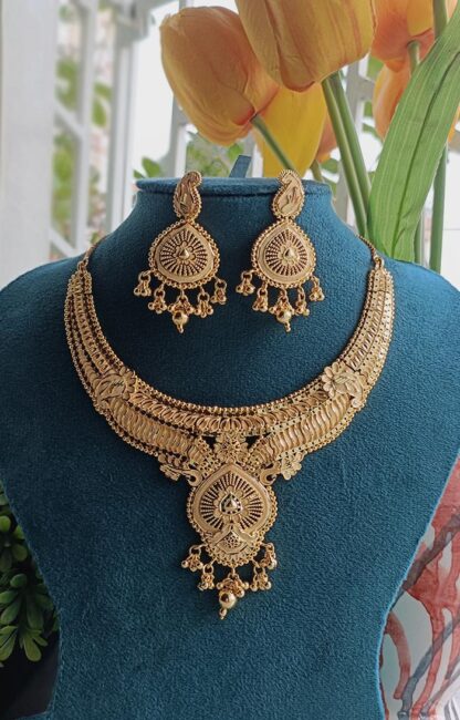 Ornamental Gold Plated Traditional Bridal Necklace Set