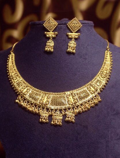 Ornamental Gold Plated Traditional Bridal Necklace Set