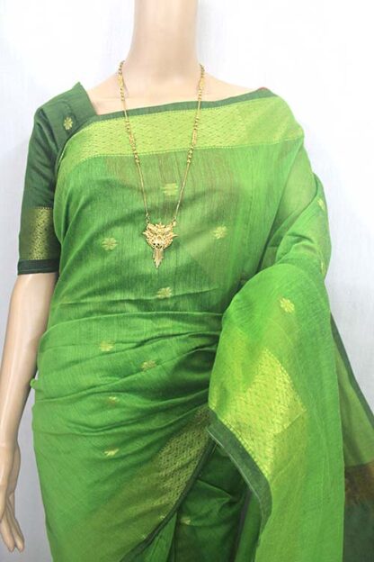 parrot green cotton saree