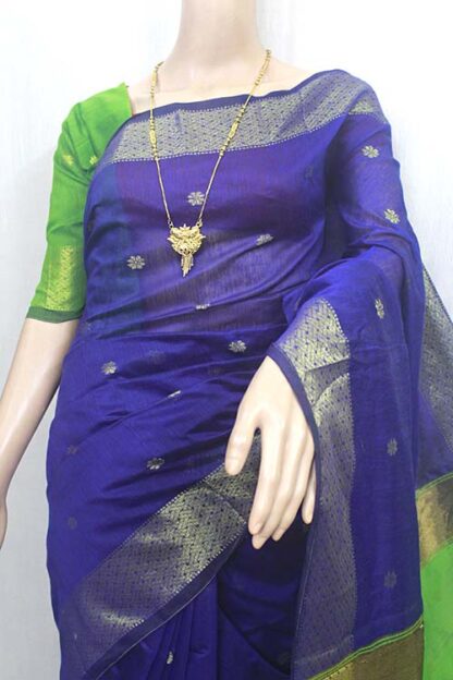 blue and green color cotton saree