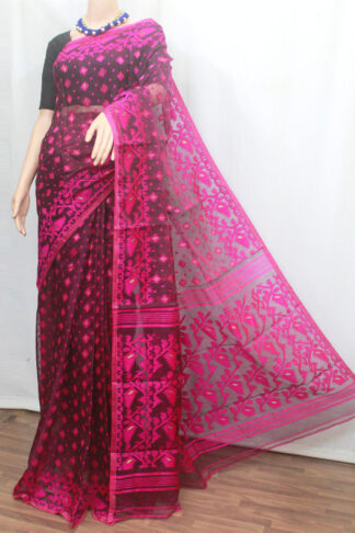 Purple-based self-jamdani work soft dhakai Jamdani saree looks very elegant, comfortable, and classy. bengal soft jamdani saree.