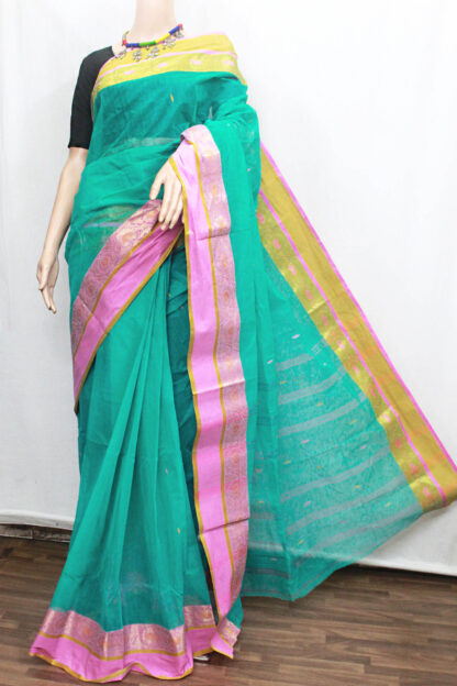 sea-green cotton tant saree