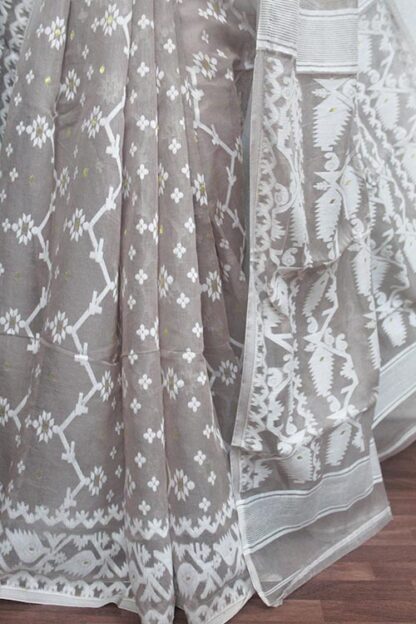 grey jamdani saree for mom