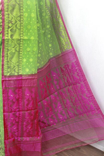 pink and green saree