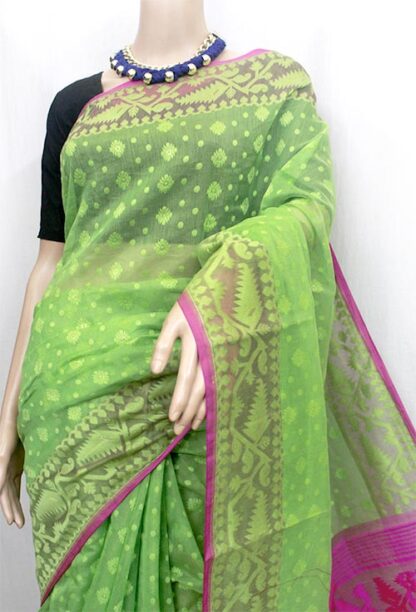 green cotton saree